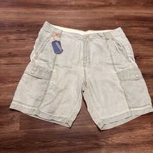 Tommy Bahama Shorts Mens 36 Green Linen Cargo Relax Fit Summer Beach Casual